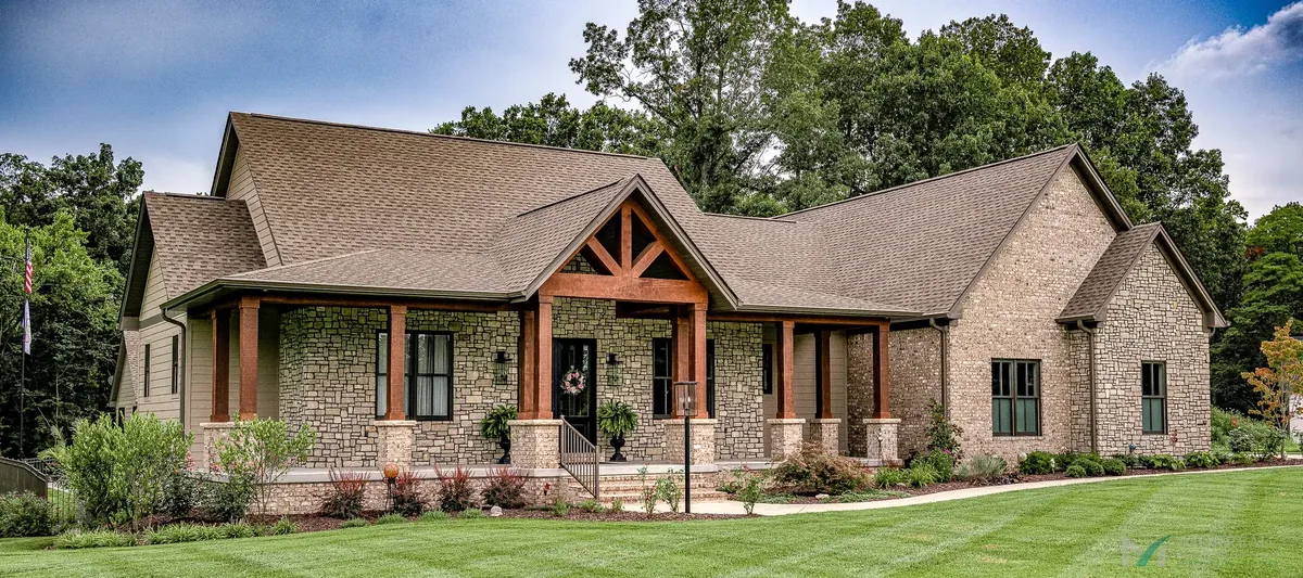 Stone and timber custom home, Western Kentucky