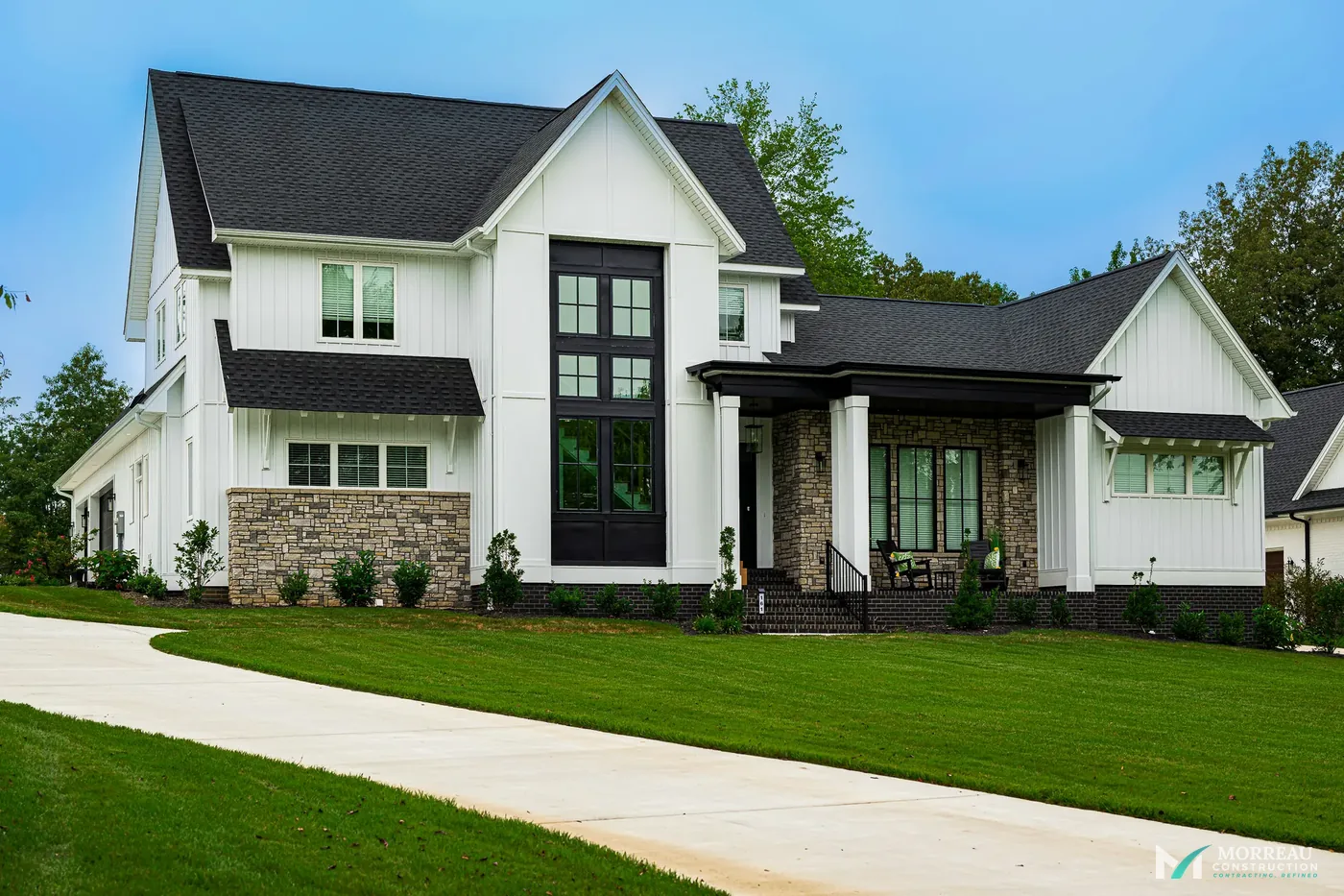 Classic custom home with stone accents — Morreau Construction, Western Kentucky