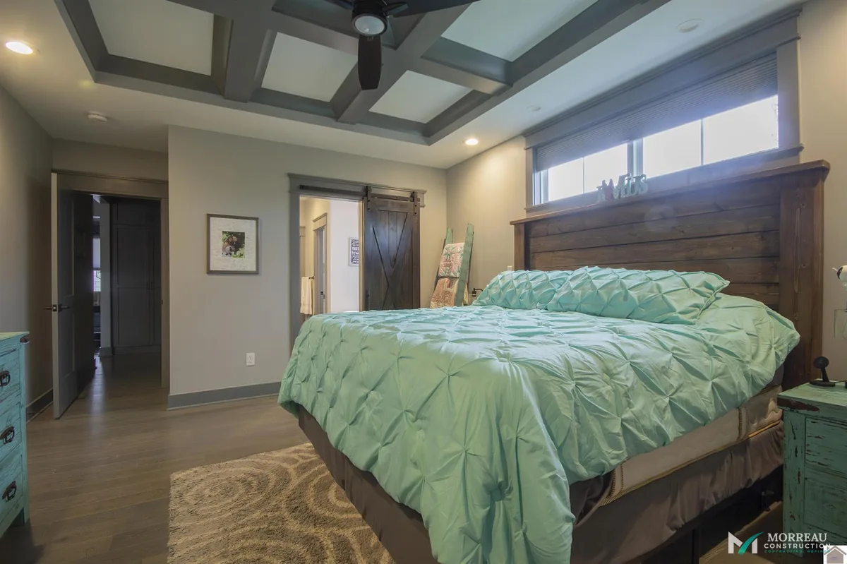 Farmhouse style primary bedroom suite
